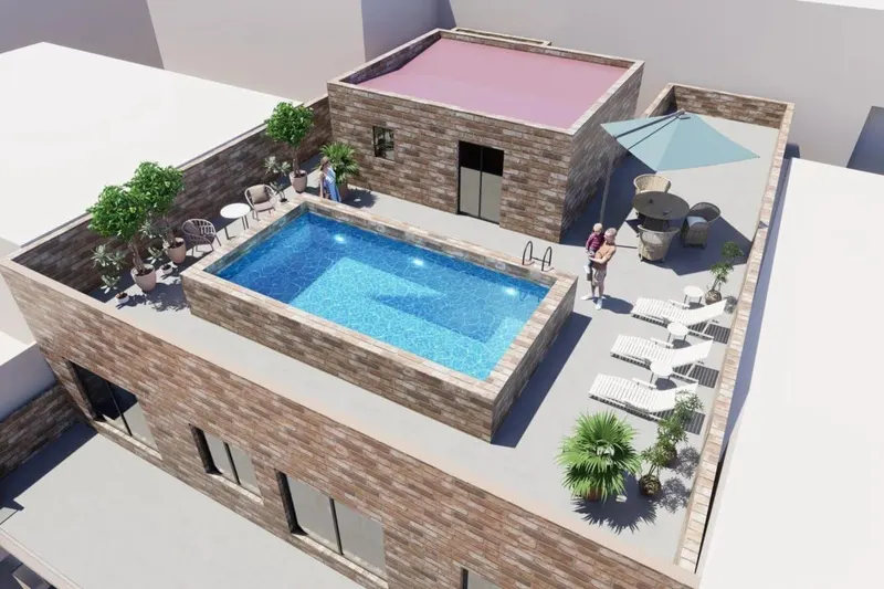 Apartamentos modernos con piscina en la azotea a solo 250 metros de la playa de Acequion