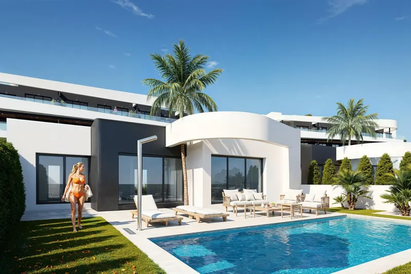 Apartamentos y villas de nueva construcción frente al campo de golf La Serena Golf en Los Alcázares