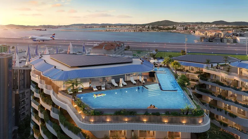 Luksusowe, nowo wybudowane apartamenty w centrum Gibraltaru z widokiem na marinę i Skałę