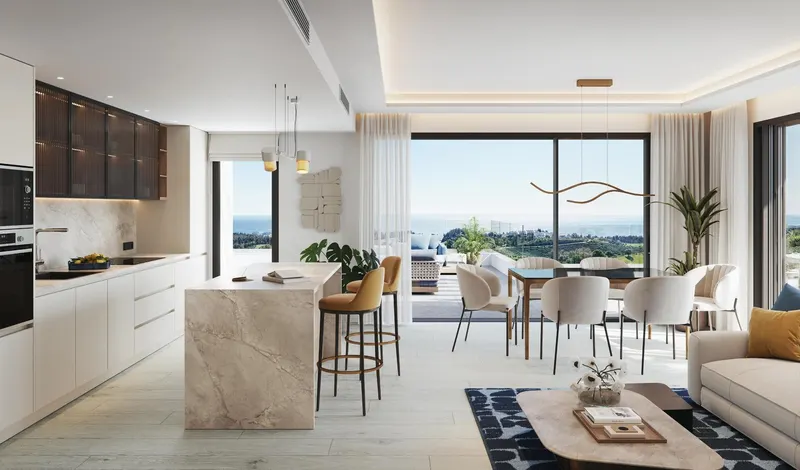 Apartamentos de lujo de nueva construcción en Cerrado del Águila Golf, Mijas, con vistas al mar y al campo de golf