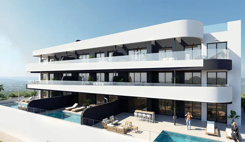 Apartamentos y villas de nueva construcción frente al campo de golf La Serena Golf en Los Alcázares