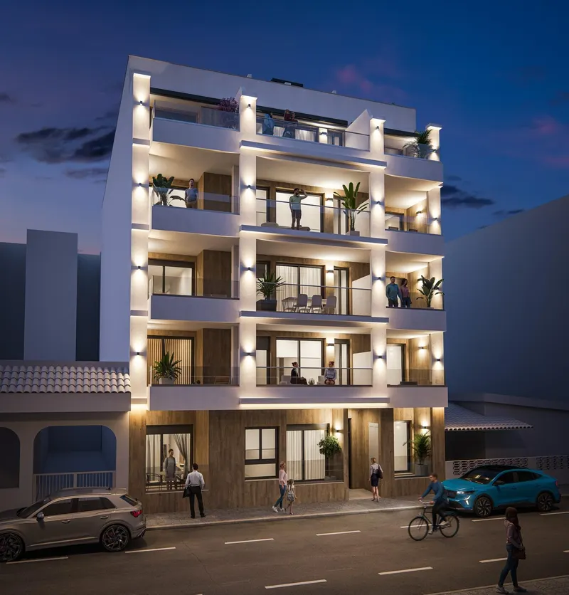 Apartamentos modernos de nueva construcción en venta en Torrevieja, a 300 m de Playa del Cura