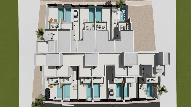 Modernas villas adosadas con piscina privada cerca del mar en Santiago de la Ribera