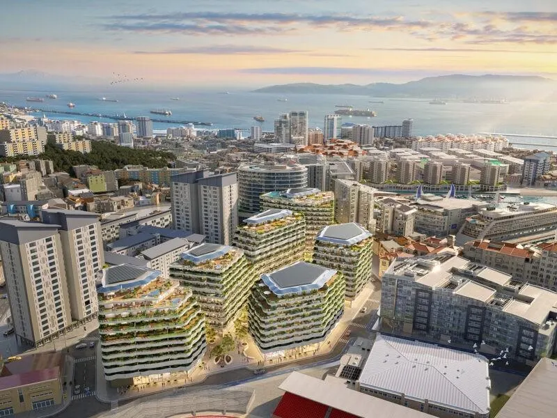Luksusowe, nowo wybudowane apartamenty w centrum Gibraltaru z widokiem na marinę i Skałę