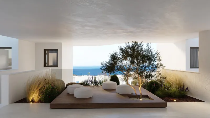 Vistas panorámicas al mar Mediterráneo en resort en primera línea de playa