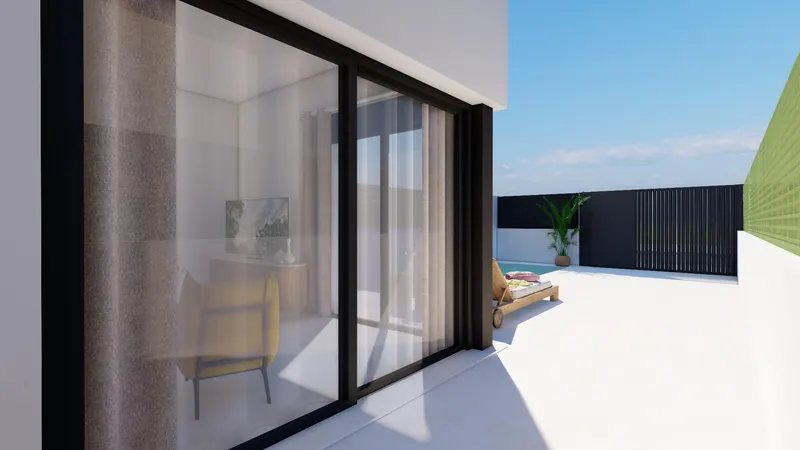 Modernas villas adosadas con piscina privada cerca del mar en Santiago de la Ribera