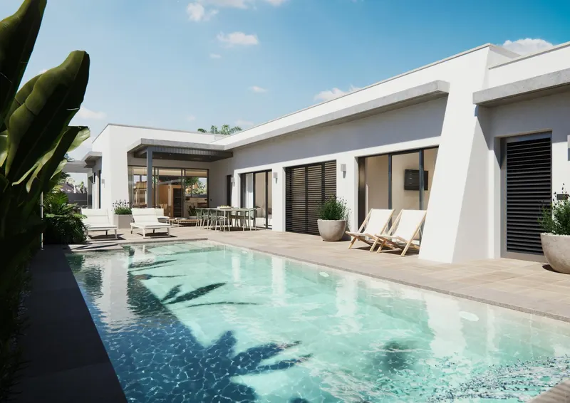 VILLA DE OBRA NUEVA EN UNA PLANTA