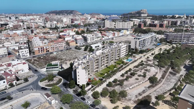 Newly built residential development in Alicante, with open views of the city.