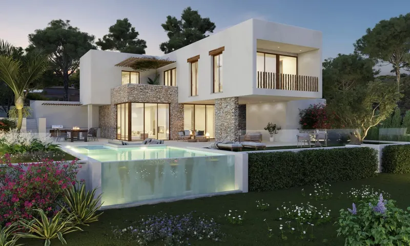 Villa de lujo estilo Ibiza con vistas panorámicas en Las Laderas, Jávea