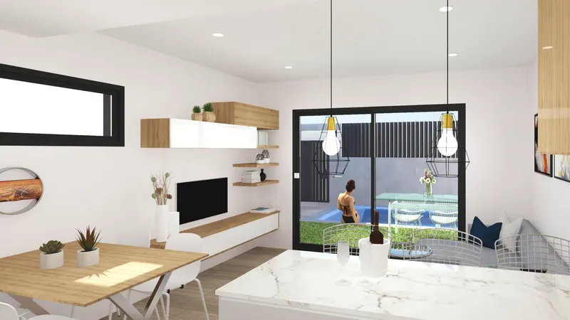 Modernas villas adosadas con piscina privada cerca del mar en Santiago de la Ribera