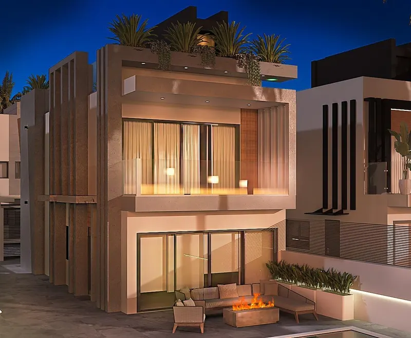 Villas de lujo de nueva construcción en primera línea de playa en Puerto de Mazarrón