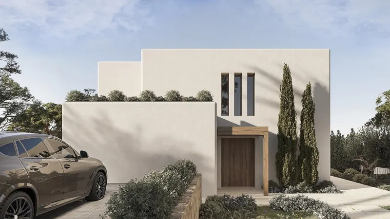 Villa con vistas al mar y encanto ibicenco en La Fustera, Benissa