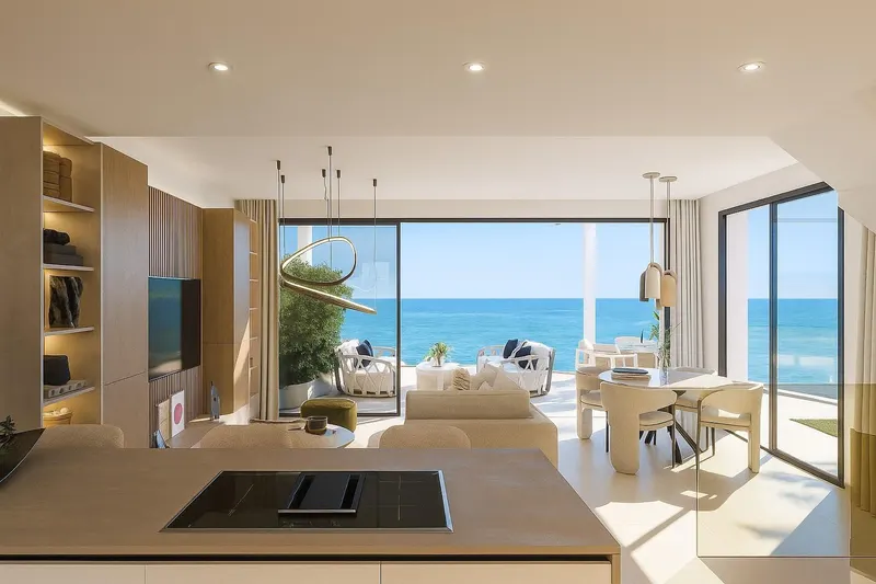 Casas adosadas de nueva construcción con vistas al mar cerca del campo de golf Miraflores, en Calahonda