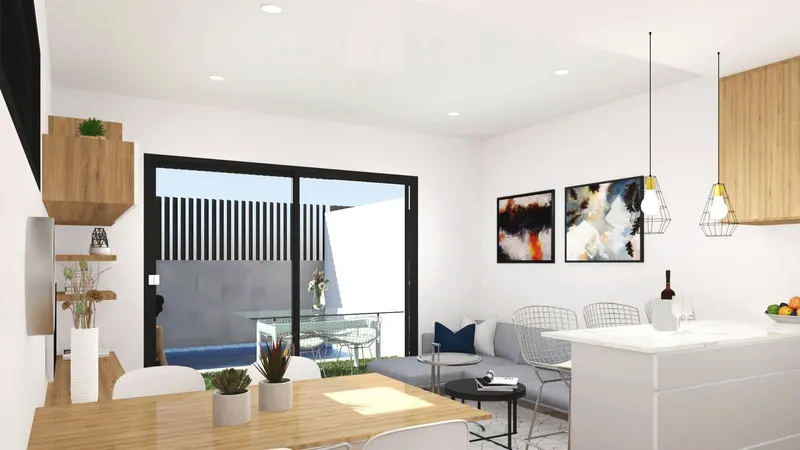 Modernas villas adosadas con piscina privada cerca del mar en Santiago de la Ribera