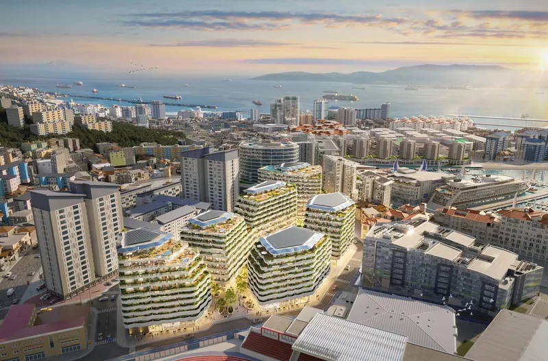 Luksusowe, nowo wybudowane apartamenty w centrum Gibraltaru z widokiem na marinę i Skałę
