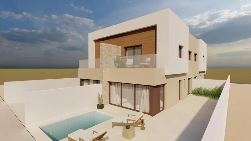 Modernas villas adosadas de nueva construcción con piscina privada en Santiago de la Ribera