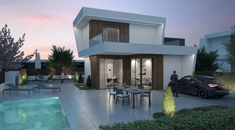 Nowe wille w Altaona Golf Resort w Murcji z prywatnym basenem i widokiem na góry