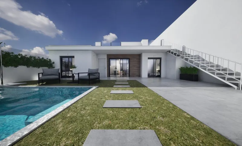 Villas adosadas de nueva construcción en esquina a la venta en Torre Pacheco con piscina privada y solárium