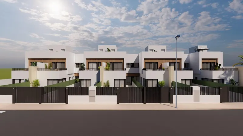 Modernas villas adosadas con piscina privada cerca del mar en Santiago de la Ribera