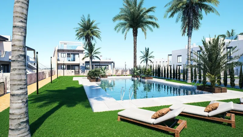 Nowe bungalowy z ogrodem lub solarium w pobliżu plaży w Pilar de la Horadada